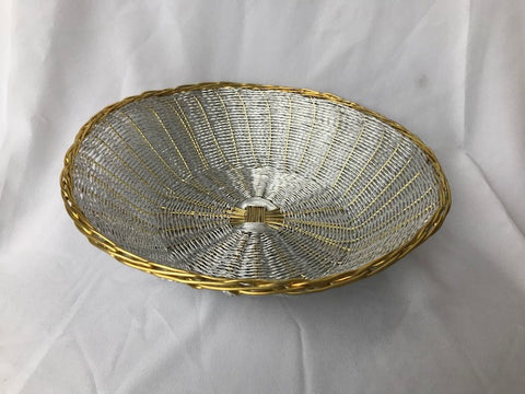WIRE ROUND BASKET SILVER AND GOLD