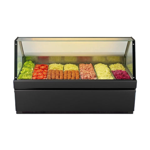 Serve Over Deli Counter Front Straight Glass Front Width 1600mm Black SH1600N