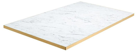 RESTAURANT TABLE TOP LAMINATED. CARRARA WHITE MARBLE F204 ST9 GOLD EDGE
