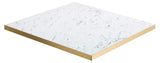 RESTAURANT TABLE TOP LAMINATED. CARRARA WHITE MARBLE F204 ST9 GOLD EDGE