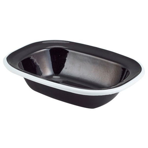 Enamel Pie Dish Black with White Rim 16cm