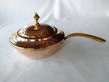 COPPER KADAI WITH LONG BRASS HANDLE