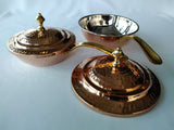 COPPER KADAI WITH LONG BRASS HANDLE