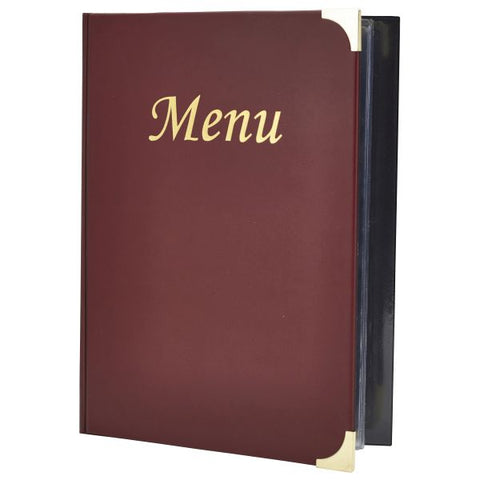 A4 Menu Holder Wine Red 8 Pages