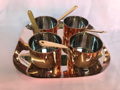 SILVER PLATED SQUARE WITH MINI COPPER PAN RELISH SET