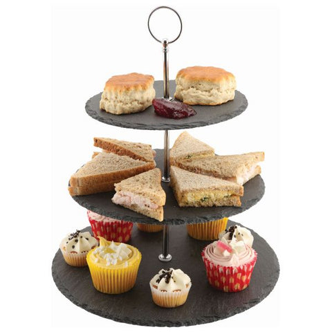 Genware Slate 3-Tier Cake Stand 12/25/30cm