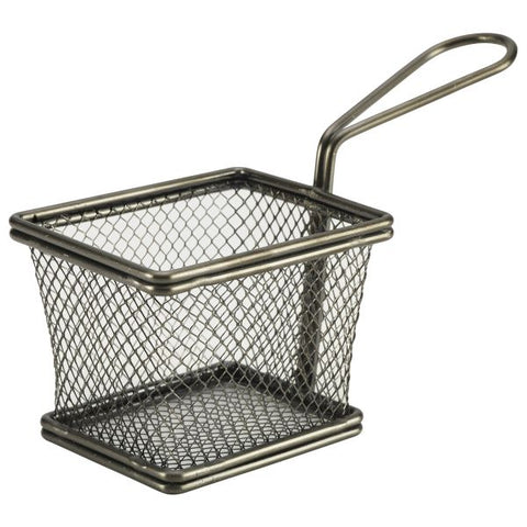 Black Serving Fry Basket Rectangular 10 x 8 x 7.5cm