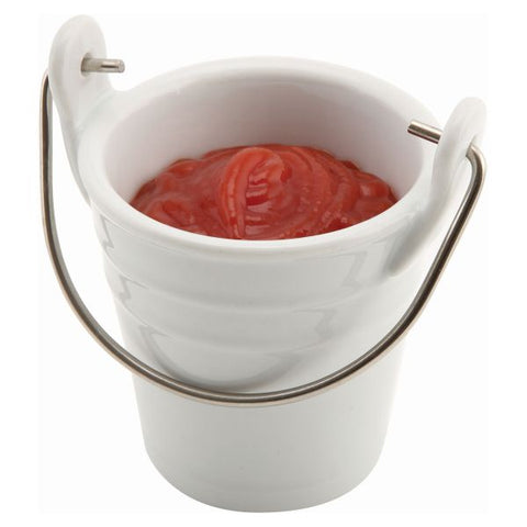 Porcelain Bucket W/ St/St Handle 6.5cm Dia 10cl