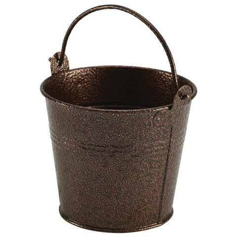 Galvanised Steel Hammered Serving Bucket 10cm Dia Copper