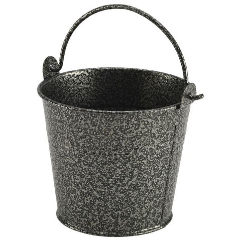 Galvanised Steel Hammered Serving Bucket 10cm Dia Silver