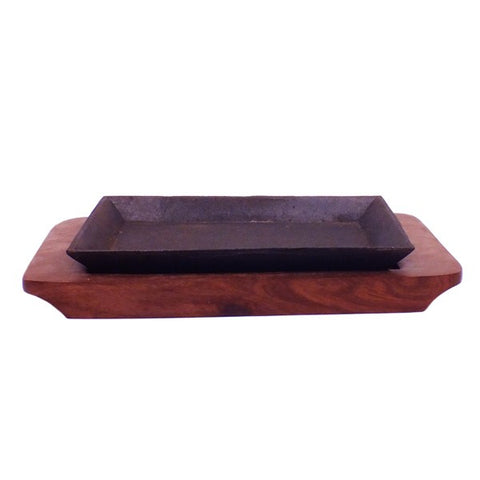 RECTANGLER SIZZLER WITH WOODEN BASE (SET) 11"