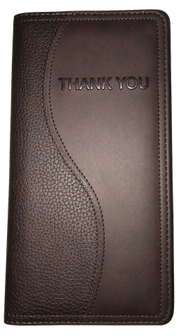 Bill Presenter Black Dark Brown Faux Leather Thank you Tip Tray Soft Padded