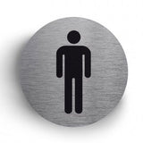 Push Pull Staff Only Ladies Gents Satin Silver Sign Round Self Adhesive Signs