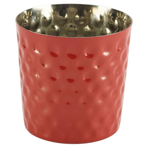 S/St. Serving Cup Hammered 8.5 x 8.5cm Red